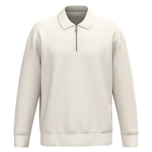 Eco-Friendly Unisex Dropped Shoulders Quarter Zipper Sweatshirt With Polo Collar, miniatyr 3